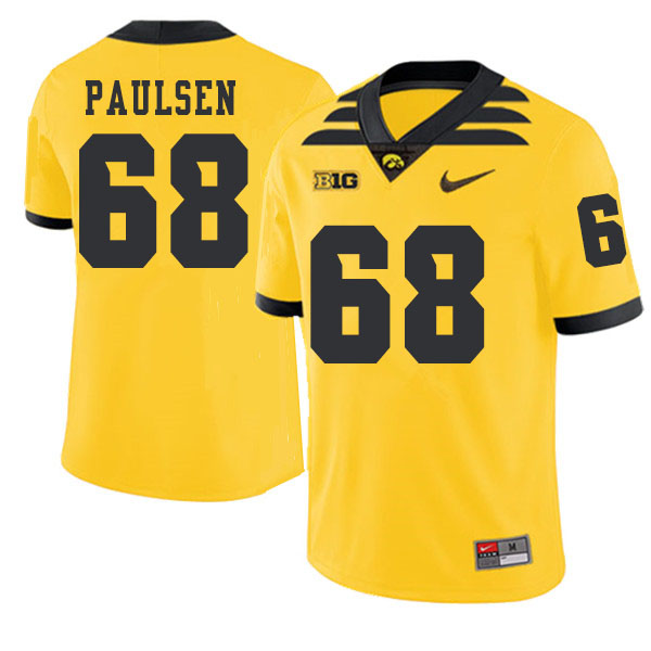 2019 Men #68 Landan Paulsen Iowa Hawkeyes College Football Alternate Jerseys Sale-Gold - Click Image to Close